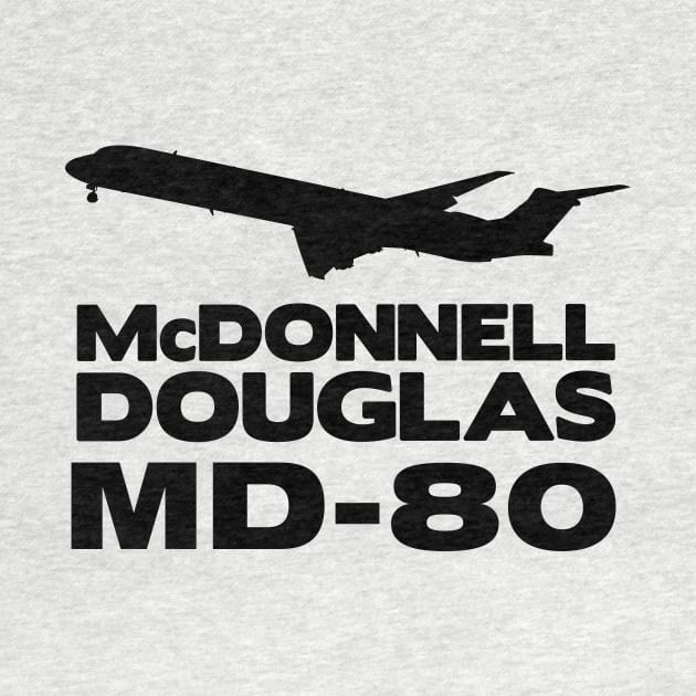 McDonnell Douglas MD-80 Silhouette Print (Black) by TheArtofFlying